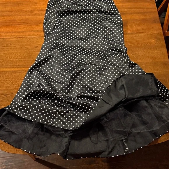 Jessica McClintock for Gunne Sax, Strapless Collared PolkaDot Holiday Party xmas - Picture 10 of 16